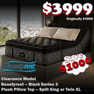 Beautyrest Black Series 3 Plush Pillow Top, Split King or (2) Individual Twin XLs, Clearance Model