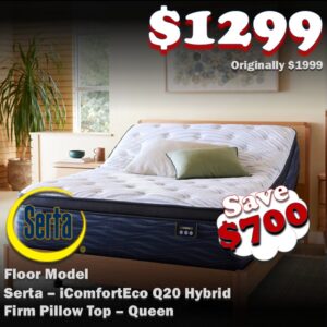 iComfortECO Q20GL Firm Pillow Top Quilted Hybrid - QUEEN, Floor Model Sale